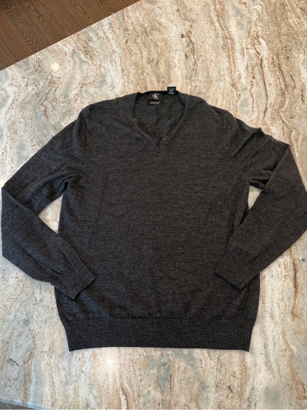 Calvin Klein Charcoal Gray V-Neck Men's Sweater